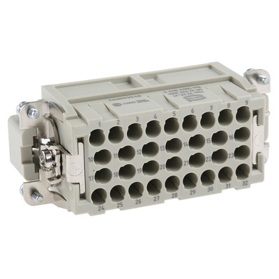 HARTING Heavy Duty Power Connector Insert, 16A, Male, Han EE Series, 32 Contacts