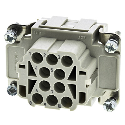 HARTING Heavy Duty Power Connector Insert, 16A, Female, Han EE Series, 10 Contacts