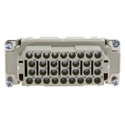 HARTING Heavy Duty Power Connector Insert, 16A, Female, Han EE Series, 32 Contacts