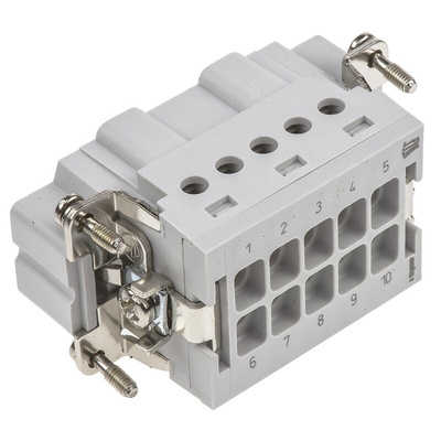 TE Connectivity Heavy Duty Power Connector Insert, 16A, Male, HE Series, 10 Contacts