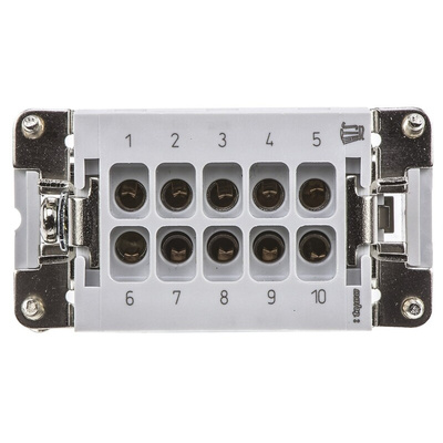 TE Connectivity Heavy Duty Power Connector Insert, 16A, Male, HE Series, 10 Contacts
