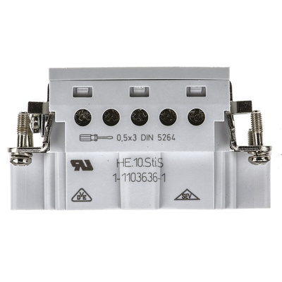 TE Connectivity Heavy Duty Power Connector Insert, 16A, Male, HE Series, 10 Contacts