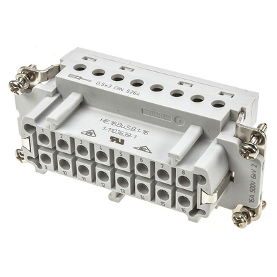 TE Connectivity Heavy Duty Power Connector Insert, 16A, Female, HE Series, 16 Contacts