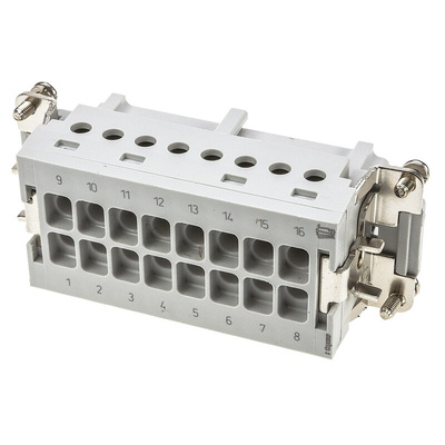 TE Connectivity Heavy Duty Power Connector Insert, 16A, Female, HE Series, 16 Contacts