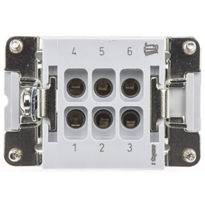 TE Connectivity Heavy Duty Power Connector Insert, 16A, Female, HE Series, 6 Contacts