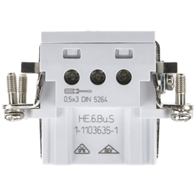 TE Connectivity Heavy Duty Power Connector Insert, 16A, Female, HE Series, 6 Contacts