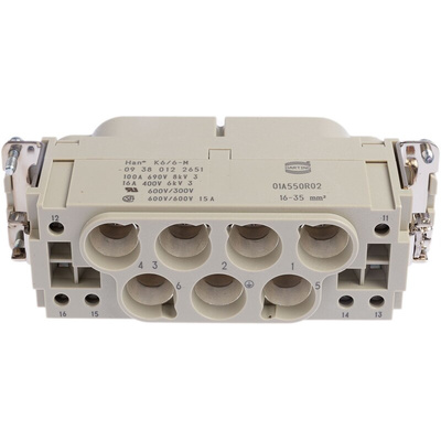 HARTING Heavy Duty Power Connector Insert, 100A, Male, Han K Series, 13 Contacts