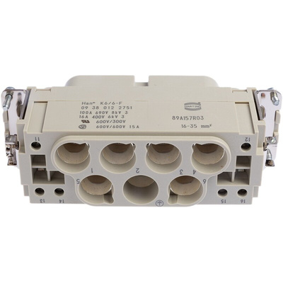 HARTING Heavy Duty Power Connector Insert, 100A, Female, Han K Series, 13 Contacts