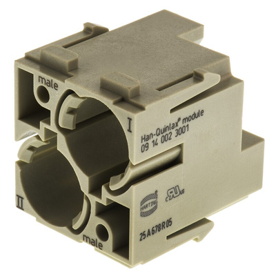 HARTING Heavy Duty Power Connector Module, 10A, Male, Han-Modular Series, 2 Contacts