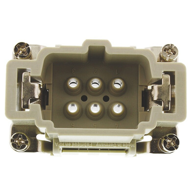 Han E Series size 16 A Connector Insert, Male, 6 Way, 16A, 500 V