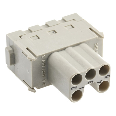 HARTING Heavy Duty Power Connector Module, 16A, Female, Han-Modular Series, 5 Contacts