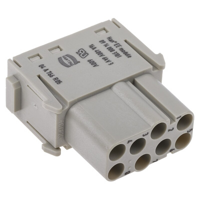 Han-Modular Series Female Module, 8 Way, 2 Row, Rated At 16A, 40 V, Han EE