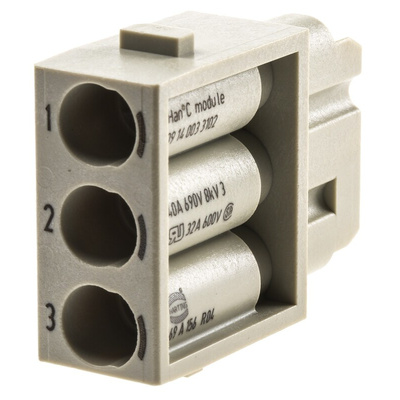 HARTING Heavy Duty Power Connector Module, 40A, Female, Han-Modular Series, 3 Contacts