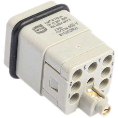 HARTING Heavy Duty Power Connector Insert, 10A, Male, Han Q Series, 8 Contacts
