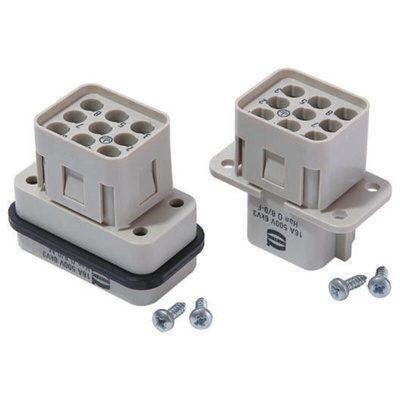 HARTING Heavy Duty Power Connector Insert, 16A, Female, Han Q Series, 9 Contacts