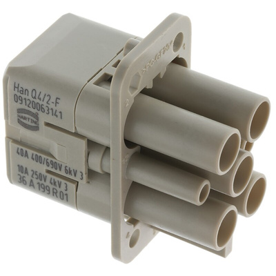 HARTING Heavy Duty Power Connector Insert, 40A, Female, Han Q Series, 7 Contacts