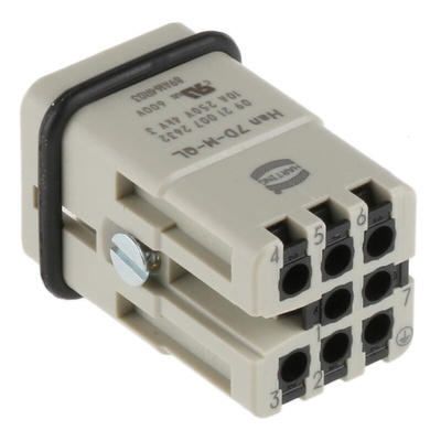 HARTING Heavy Duty Power Connector Insert, 10A, Male, Han D Series, 8 Contacts