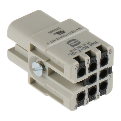 HARTING Heavy Duty Power Connector Insert, 10A, Female, Han D Series, 8 Contacts