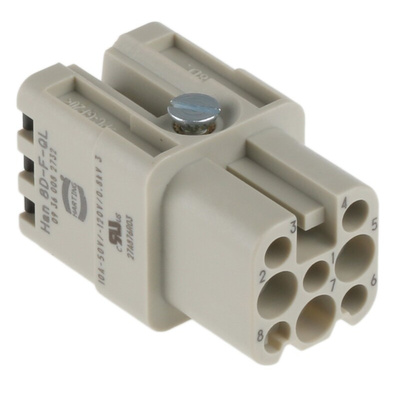 HARTING Heavy Duty Power Connector Insert, 10A, Female, Han D Series, 8 Contacts