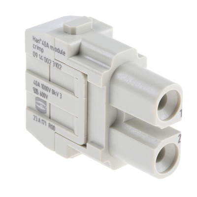 HARTING Heavy Duty Power Connector Module, 40A, Female, Han-Modular Series, 2 Contacts