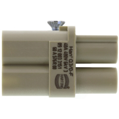 HARTING Heavy Duty Power Connector Insert, 40A, Female, Han-Modular Series, 3/0 Contacts