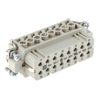 HARTING Heavy Duty Power Connector Insert, 16A, Female, Han-A Series, 16 Contacts