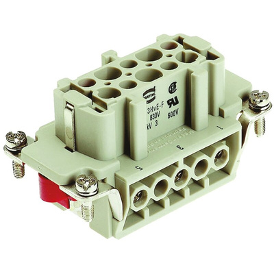 HARTING Heavy Duty Power Connector Insert, 16A, Female, Han Hv E Series, 3 Contacts