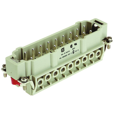 HARTING Heavy Duty Power Connector Insert, 16A, Male, Han Hv E Series, 16 Contacts