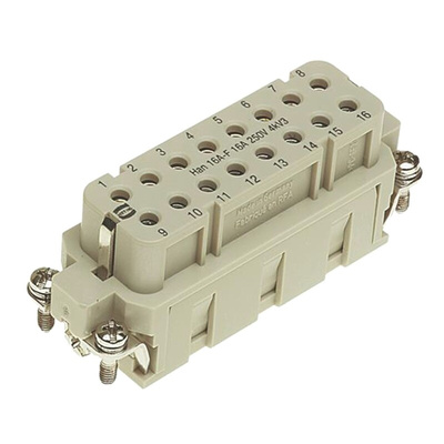 HARTING Heavy Duty Power Connector Insert, 16A, Male, Han E Series, 10 Contacts