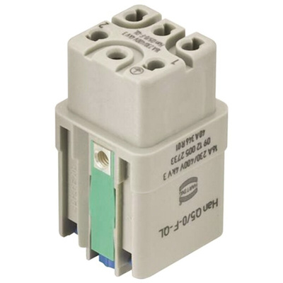 HARTING Heavy Duty Power Connector Insert, 16A, Female, HAN Q Series, 5 Contacts