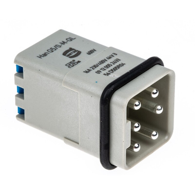 HARTING Heavy Duty Power Connector Insert, 16A, Male, HAN Q Series, 5 Contacts