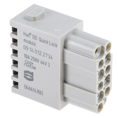 HARTING Heavy Duty Power Connector Module, 10A, Female, Han-Modular Series, 12 Contacts