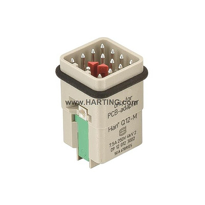 HARTING Heavy Duty Power Connector Insert, 7.5A, Male, Han Q Series, 12 Contacts