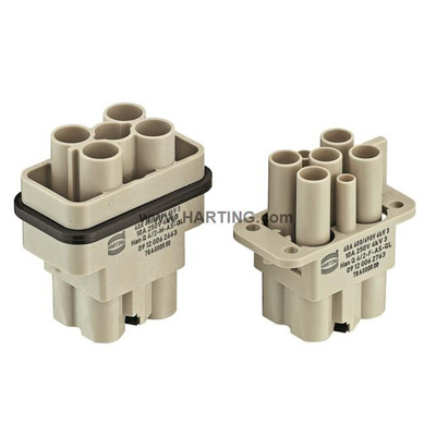 HARTING Heavy Duty Power Connector Insert, 40A, Female, Han Q Series, 6 Contacts