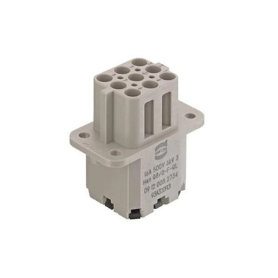 HARTING Heavy Duty Power Connector Insert, 16A, Female, Han Q Series, 8 Contacts