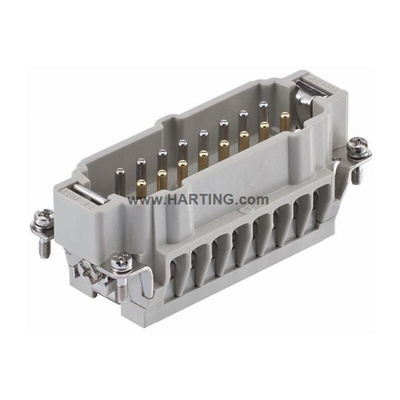 HARTING Heavy Duty Power Connector Insert, 16A, Male, Han E Series, 16 Contacts