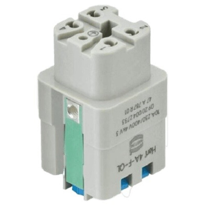 HARTING Heavy Duty Power Connector Insert, 10A, Female, Han A Series, 4 Contacts