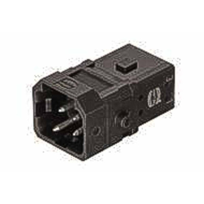 HARTING Heavy Duty Power Connector Insert, 10A, Male, Han 1A Series, 3 Contacts