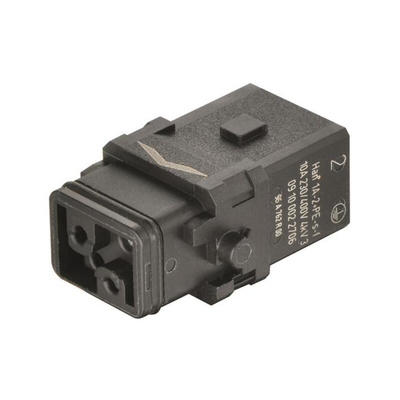 HARTING Heavy Duty Power Connector Insert, 10A, Female, Han 1A Series, 2 Contacts