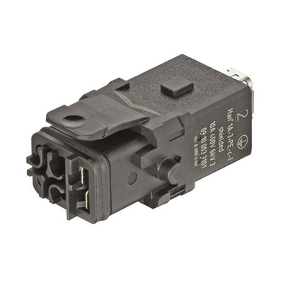 HARTING Heavy Duty Power Connector Insert, 10A, Female, Han 1A Series, 3 Contacts