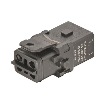 HARTING Heavy Duty Power Connector Insert, 16A, Female, Han 1A Series, 3 Contacts