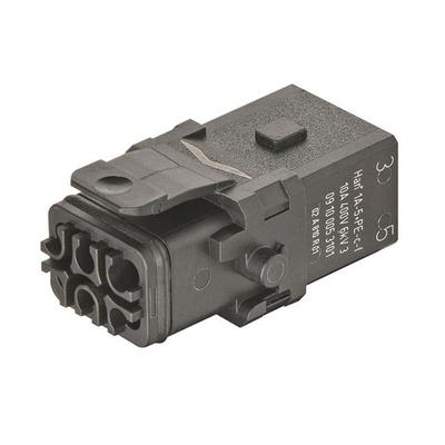 HARTING Heavy Duty Power Connector Insert, 10A, Female, Han 1A Series, 5 Contacts