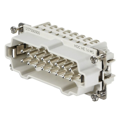 Weidmuller Heavy Duty Power Connector Insert, 16A, Male, HE Series, 16 Contacts