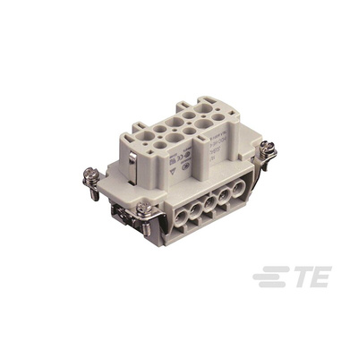 TE Connectivity Heavy Duty Power Connector Insert, 16A, Female, HDC HE Series, 10 Contacts