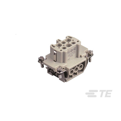 TE Connectivity Heavy Duty Power Connector Insert, 16A, Female, HDC HE Series, 6 Contacts