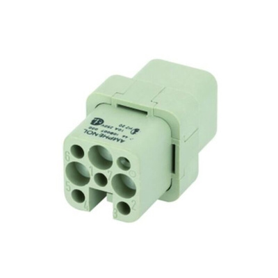 Amphenol Industrial Heavy Duty Power Connector Insert, 10A, Female, Heavy Mate C146 Series, 8 Contacts
