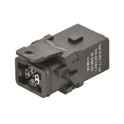 HARTING Heavy Duty Power Connector Insert, 500mA, Female, Han 1A Series, 8 Contacts