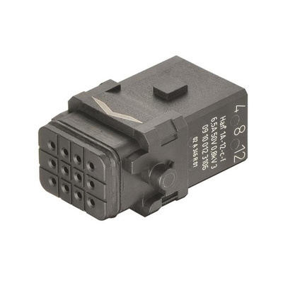 HARTING Heavy Duty Power Connector Insert, 6.5A, Female, Han 1A Series, 12 Contacts