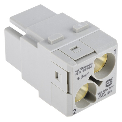 HARTING Heavy Duty Power Connector Module, 100A, Female, Han-Modular Series, 2 Contacts