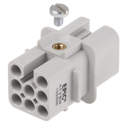 Epic Contact Heavy Duty Power Connector Insert, 10A, Female, H-D Series, 8 Contacts